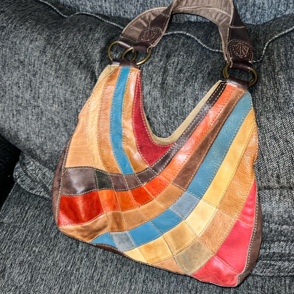 Mutli color leather & Suede purse